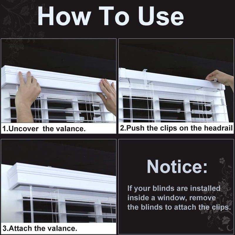 lofrcin 3 Inch Clear Plastic Valance Clips for Horizontal Blind Valance (12 PCS) - Image 5